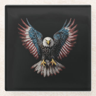 American Flag Bald Eagle 4th of July USA Patriotic Glass Coaster