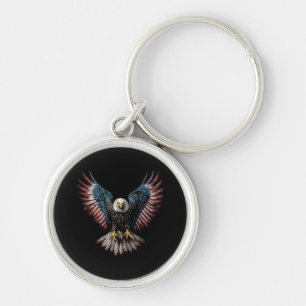 American Flag Bald Eagle 4th of July USA Patriotic Keychain