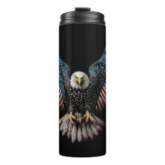 American Flag Bald Eagle 4th of July USA Patriotic Thermal Tumbler