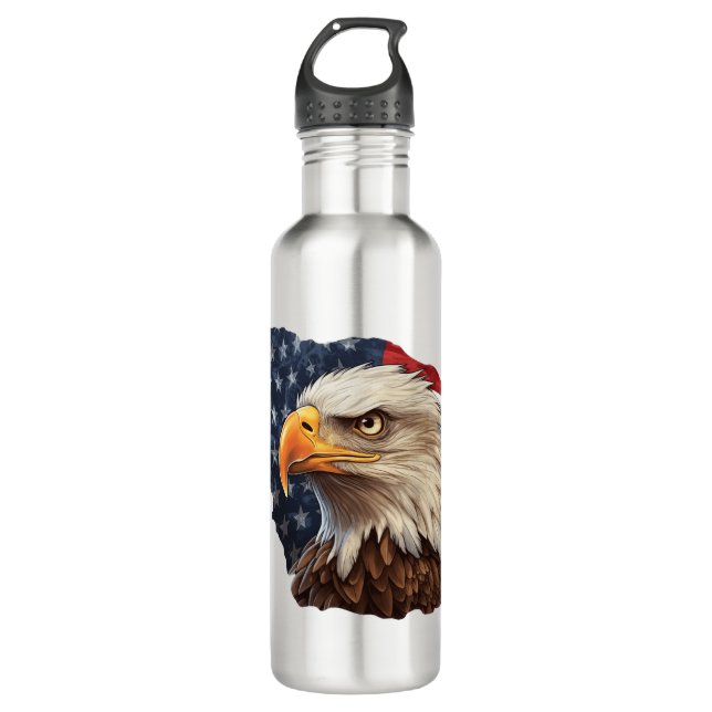 American Flag Bald Eagle 710 Ml Water Bottle (Front)