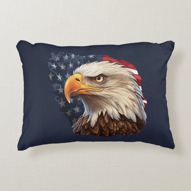 American Flag Bald Eagle Accent Pillow (Front)