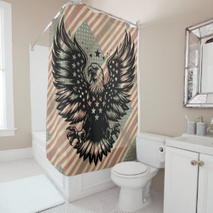 American Flag Bald Eagle America Shower Curtain