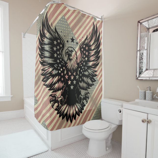 American Flag Bald Eagle America Shower Curtain (In Situ)