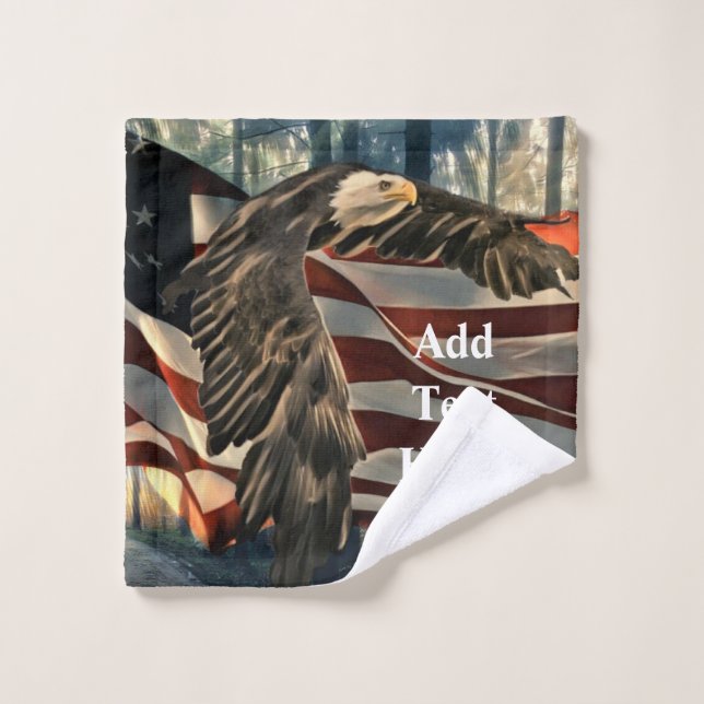 American Flag Bald Eagle Bath Towel Set (Wash Cloth)