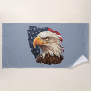 American Flag Bald Eagle Beach Towel