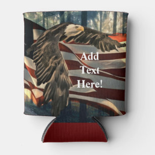 American Flag Bald Eagle Can Cooler