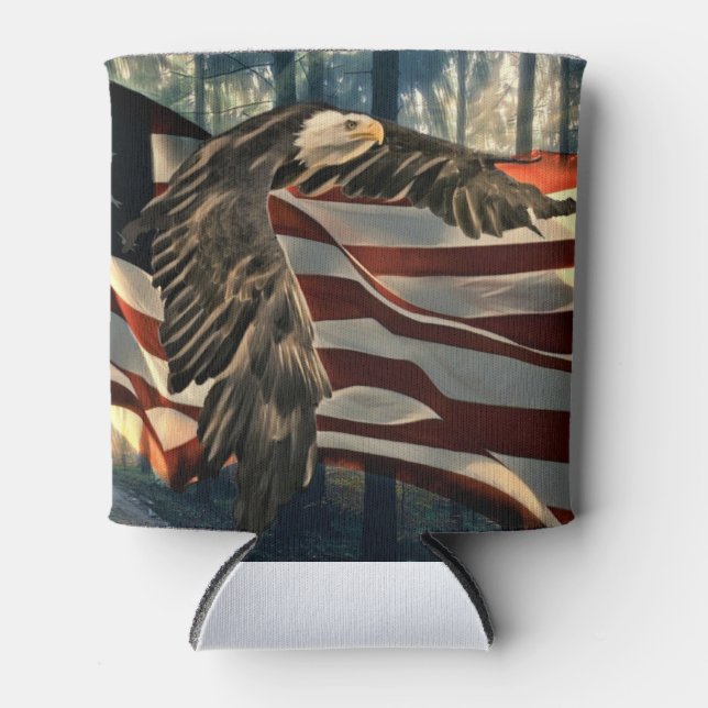 American Flag Bald Eagle Can Cooler (Front)