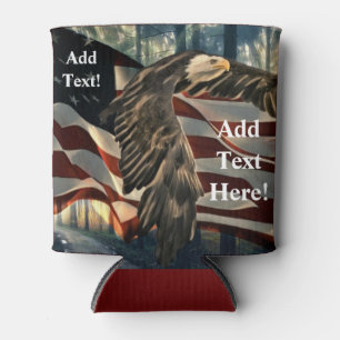 American Flag Bald Eagle Can Cooler