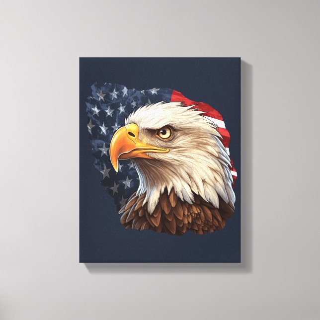 American Flag Bald Eagle Canvas Print (Front)