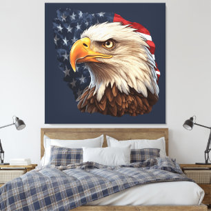American Flag Bald Eagle Canvas Print