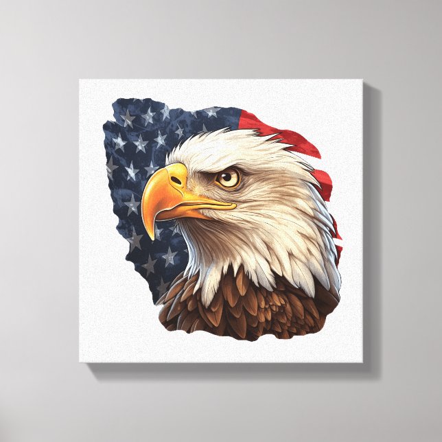 American Flag Bald Eagle Canvas Print (Front)