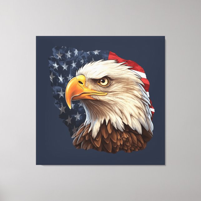 American Flag Bald Eagle Canvas Print (Front)