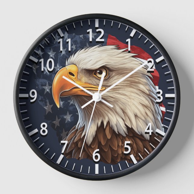 American Flag Bald Eagle Clock (Front)