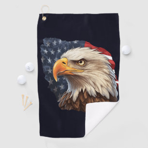American Flag Bald Eagle Golf Towel