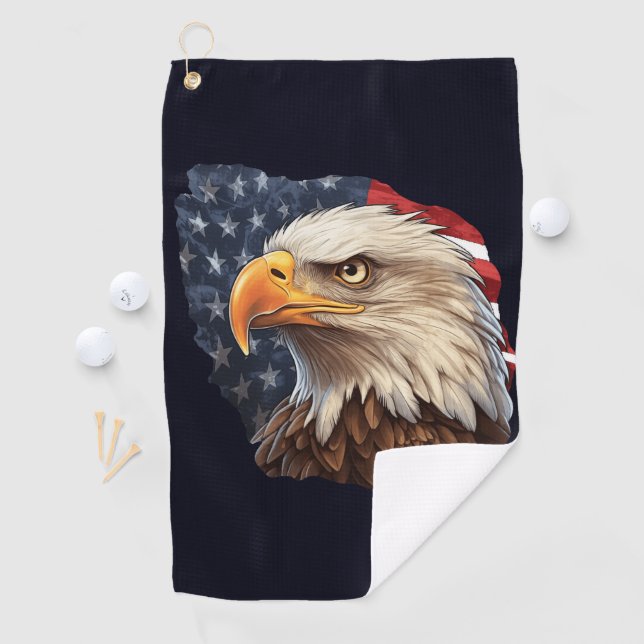 American Flag Bald Eagle Golf Towel (InSitu)