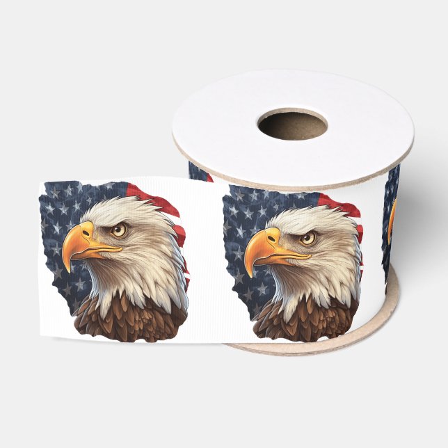 American Flag Bald Eagle Grosgrain Ribbon (Spool)