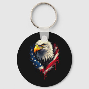 American Flag Bald Eagle Independence Day _3 Keychain