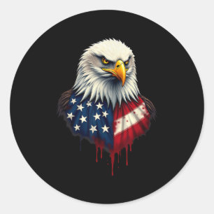 American Flag Bald Eagle Independence Day _4  Classic Round Sticker