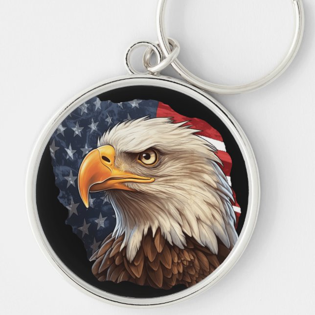 American Flag Bald Eagle Keychain (Front)