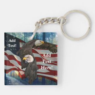 American Flag Bald Eagle Keychain