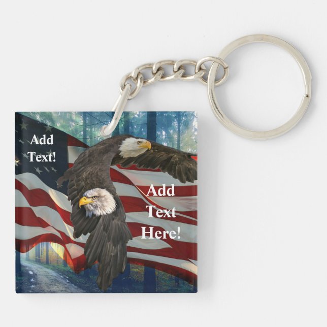 American Flag Bald Eagle Keychain (Back)