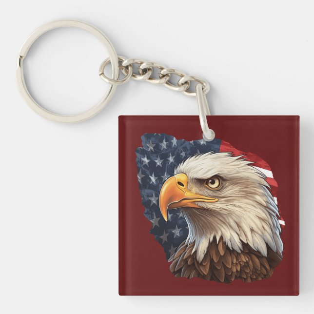 American Flag Bald Eagle Keychain (Front)