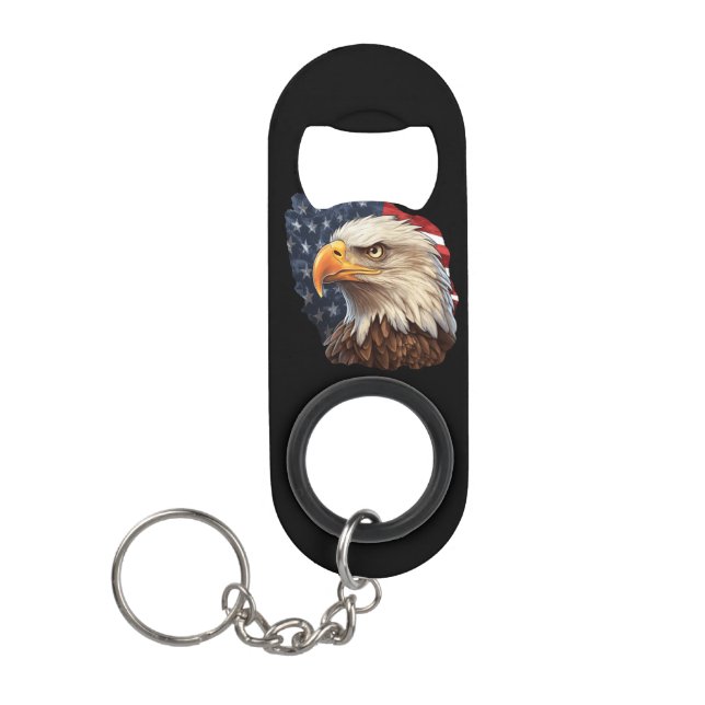 American Flag Bald Eagle Keychain Bottle Opener (Front)