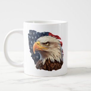 American Flag Bald Eagle Large Coffee Mug