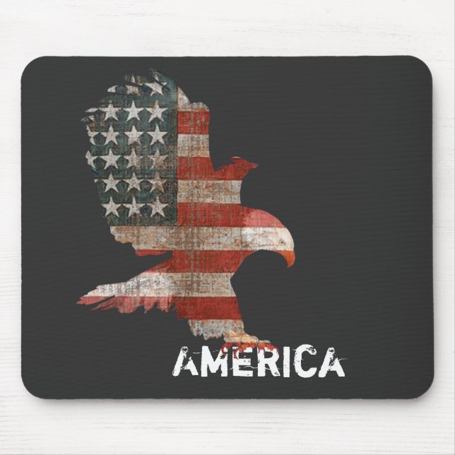 American Flag Bald Eagle Mouse Pad (Front)