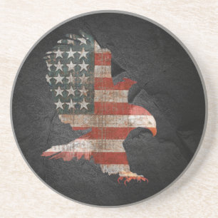 American Flag Bald Eagle on Black Rock Coaster