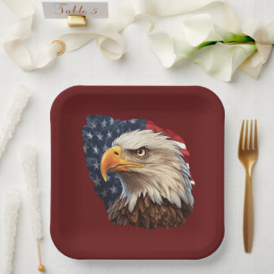 American Flag Bald Eagle Paper Plate