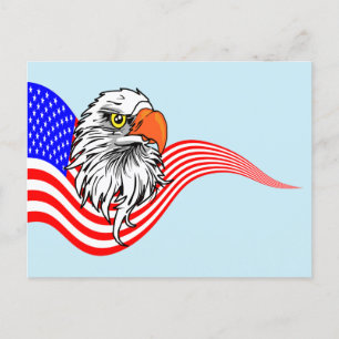 American Flag Bald Eagle Patriotic art Postcard