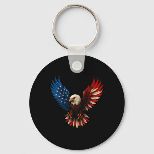 American Flag Bald Eagle Patriotic Eagle 4th Of Ju Keychain