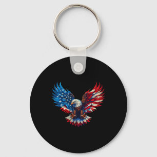 American Flag Bald Eagle Patriotic Eagle 4th Of Ju Keychain