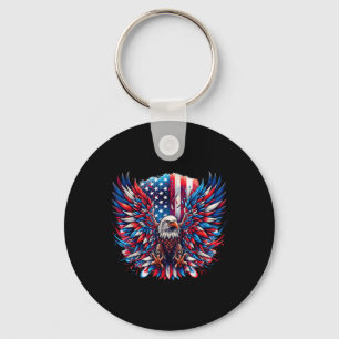 American Flag Bald Eagle Patriotic Eagle 4th Of Ju Keychain