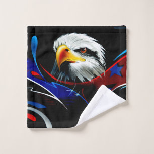 American flag, bald eagle, patriotic, USA, red whi Wash Cloth