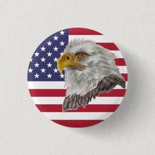 American Flag Bald Eagle Pin Button