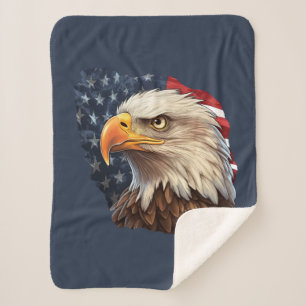 American Flag Bald Eagle Sherpa Blanket