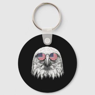 American Flag Bald Eagle USA 4th of July Patriotic Keychain