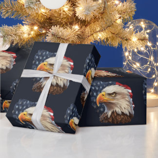 American Flag Bald Eagle Wrapping Paper