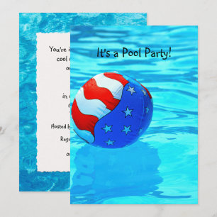 American Flag Ball Pool Party Invitation