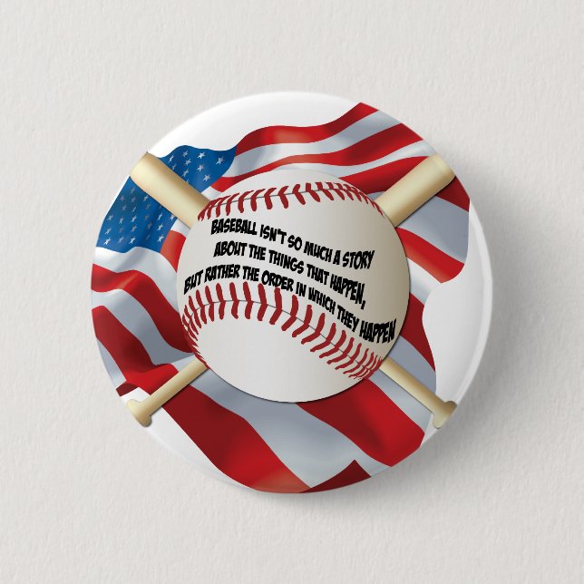 American Flag Baseball 2 Inch Round Button (Front)