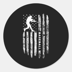 American Flag Baseball Apparel - Vintage Baseball Classic Round Sticker