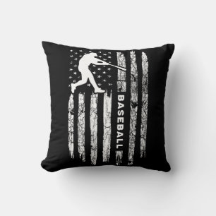 American Flag Baseball Apparel - Vintage Baseball  Throw Pillow