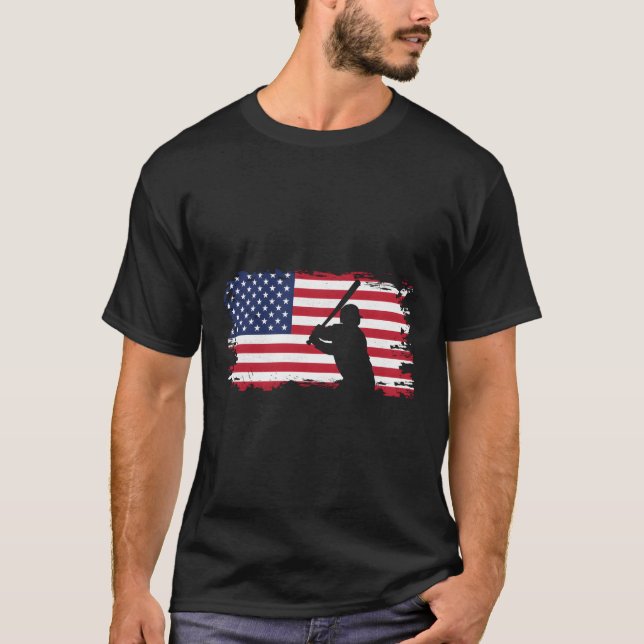 American Flag Baseball Baseball T-Shirt (Front)