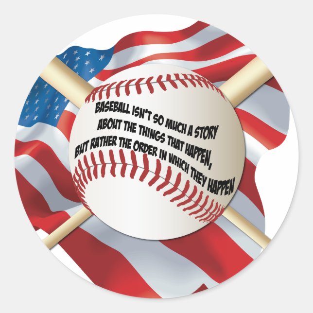 American Flag Baseball Classic Round Sticker (Front)