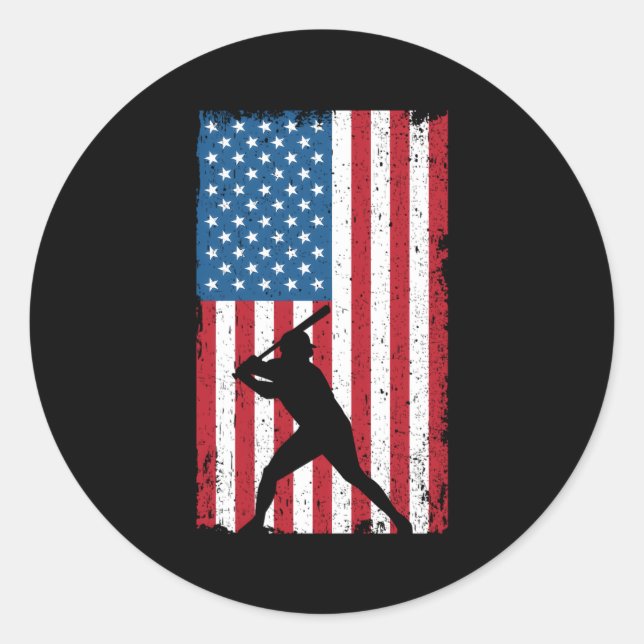 American Flag Baseball Classic Round Sticker (Front)