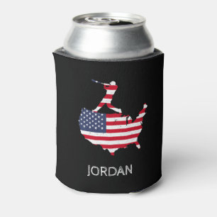 American Flag Baseball Personalized Can Cooler