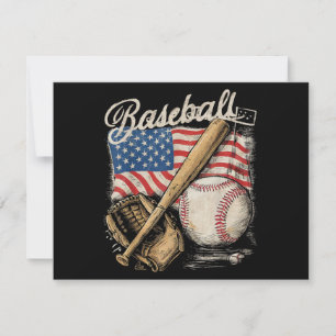 American Flag Baseball Player Bat Fan Catcher Pitc Holiday Card