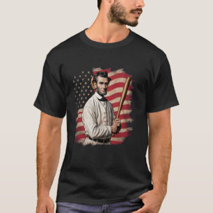 American Flag Baseball Player Bat Fan Catcher Pitc T-Shirt